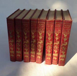 WORLD ATLAS VIII VOLUME SET BY GEOGRAPHICAL PUBLISHING COMPANY 1937 VINTAGE