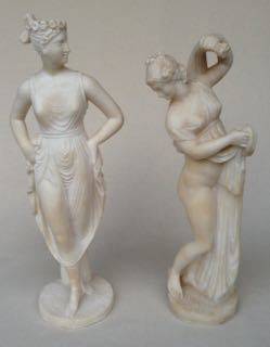 A PAIR OF MARBLE FIGURES OF CLASSIC MAIDENS