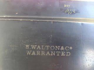 VICTORIAN GILT & BLACK PAPIER MACHE TRAY STAMPED B. WALTON & Co WARRANTED
