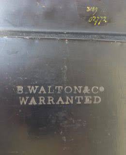 VICTORIAN GILT & BLACK PAPIER MACHE TRAY STAMPED B. WALTON & Co WARRANTED