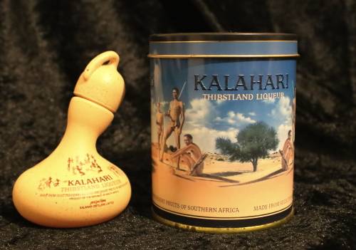 Mini Kalahari bottle (empty) and tin