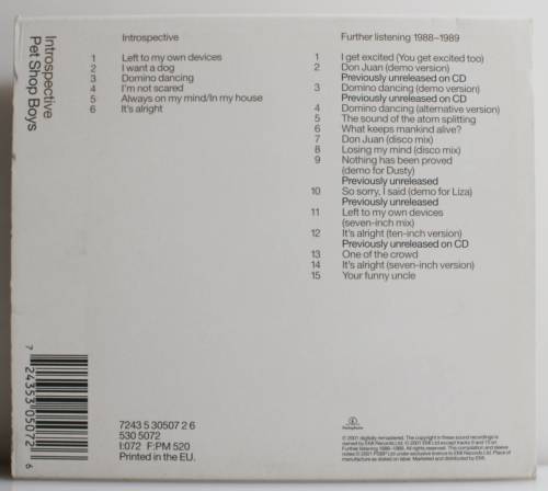 PET SHOP BOYS - Introspective /Further Listening 1988-1989 remastered 2CD UK/Europe 2001