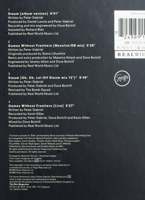 PETER GABRIEL - Steam Limited Edition 4-track CD single Box set 1993 UK