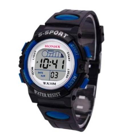 Men's Boys Digital LED Sports Waterproof Silicone Luminous Date Watch - Yellow, Red, Blue