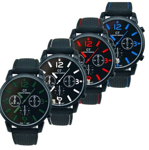 2015 Men Fashion Military Stainless Steel Sport Racing Quartz Analog Wrist Watch