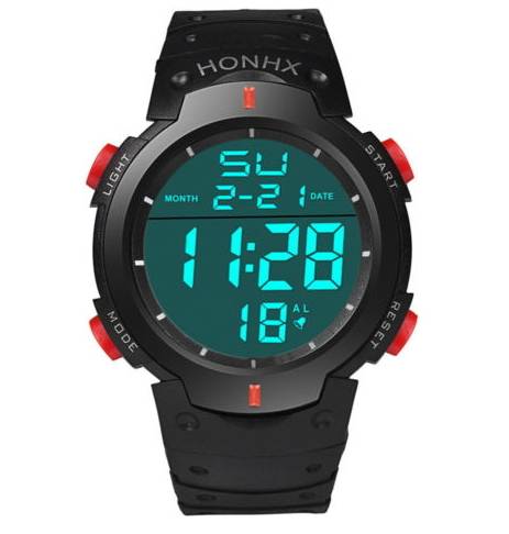 Fashion Waterproof Mens Boy LCD Digital Stopwatch Date Rubber Sport Wristwatches