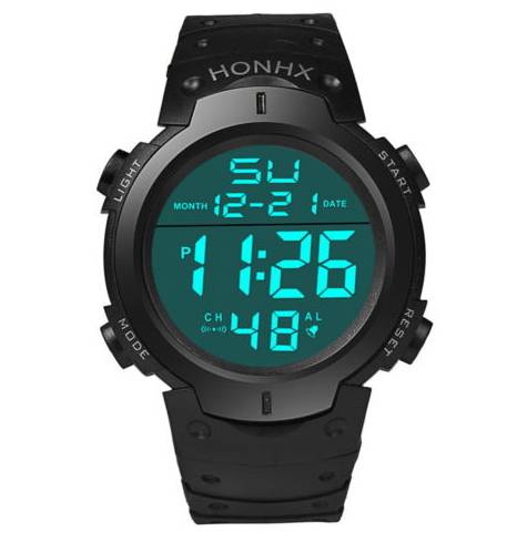 Waterproof Men's Silicone LCD Digital Stopwatch Date Rubber Sport Wrist Watch