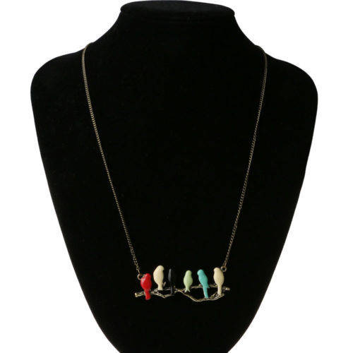 Fashion Jewelry Women Lovely Birds on Branch Pendant Necklace Sweater Long Chain