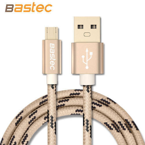 Bastec Original Micro USB Cable with Metal Shell Gold-plated Connector Braided Wire for Samsung Phon