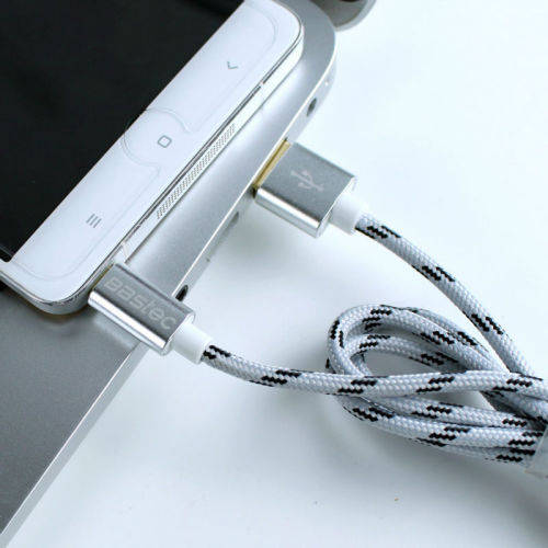 Bastec Original Micro USB Cable with Metal Shell Gold-plated Connector Braided Wire for Samsung Phon