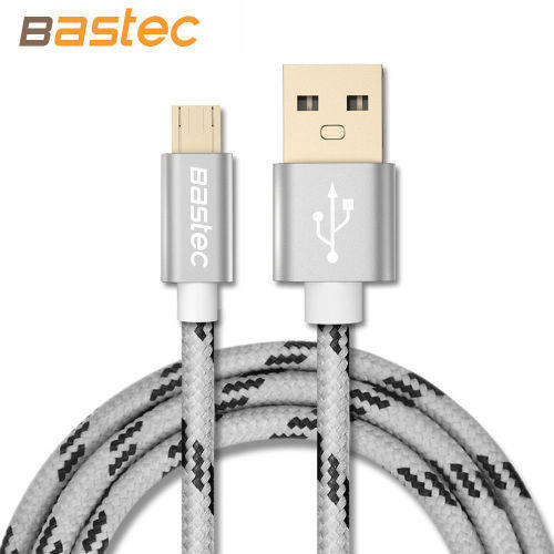 Bastec Original Micro USB Cable with Metal Shell Gold-plated Connector Braided Wire for Samsung Phon