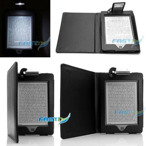 NEW!! LOCAL STOCK!! BLACK PU LEATHER CASE COVER FOR AMAZON KINDLE TOUCH WIFI/3G WITH BUILT-IN LIGHT