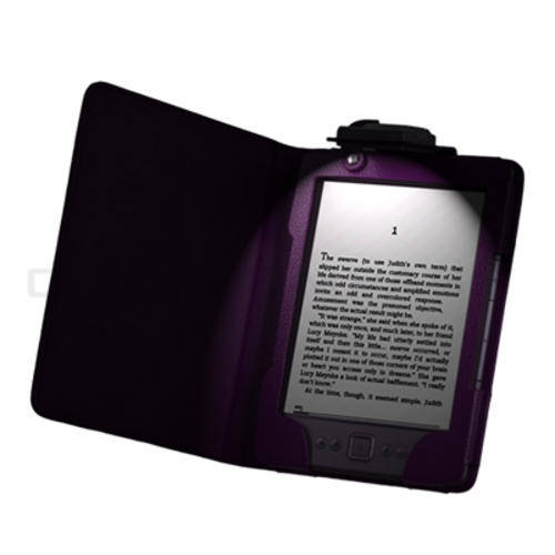 LOCAL STOCK!! Premium Leather Case Cover w/ LED Reading Light for Amazon Kindle 4 Purple