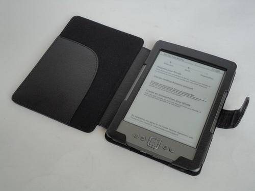 PU Leather Cover Case for Amazon Kindle 4 Kindle e-book Reader + Screen Protector Black