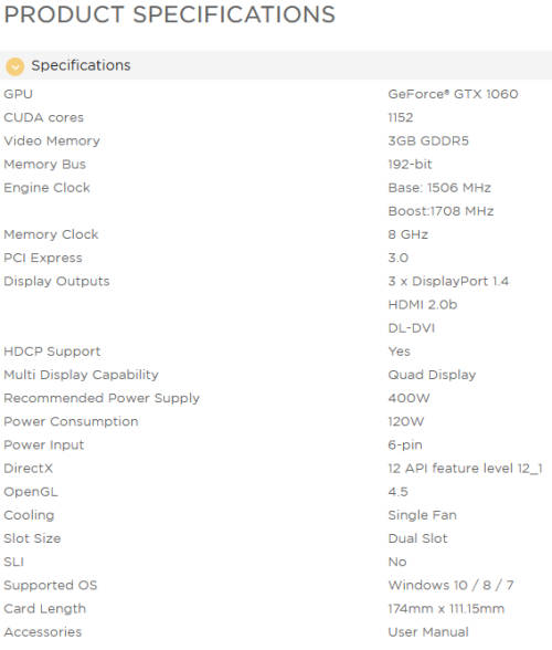 Zotac GTX 1060 3GB