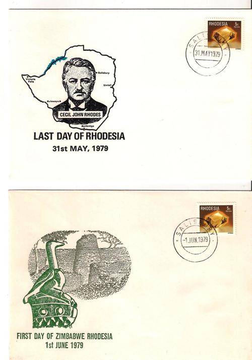 Last Day Rhodesia - 1st Day Zim - Two FDC's as per scan