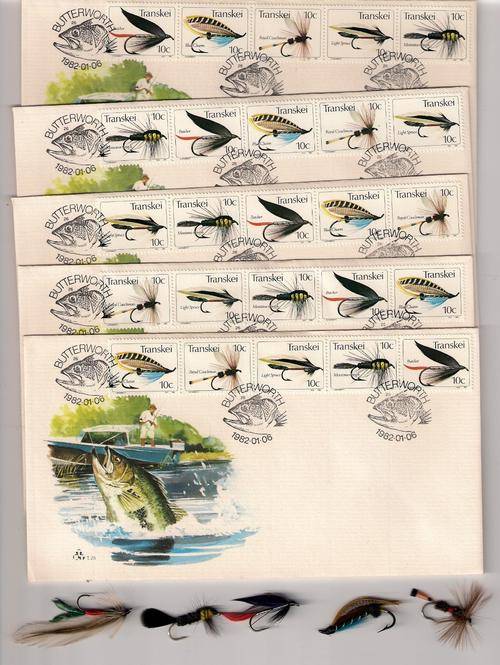 LOOK at the flies!! 1982 FULL SET OF FDC'S (1.25) &RESPECTIVE  FISHING FLIES AS PER SCAN