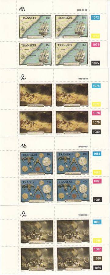 FULL SET 4 OF MINT CONTROL BLOCKS GROSVENOR SHIPWRECK AS PER SCAN. SACC 224-227