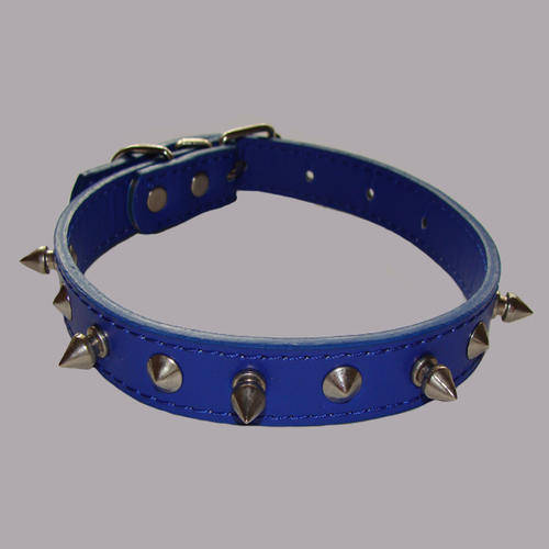 Fido Dog Collar with Spike Shape Studs - Blue (44cm) For Medium Dog