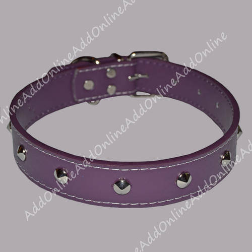 Fido Dog Collar with Semi Spike Shape Studs - Purple (56cm) For Large Dogs