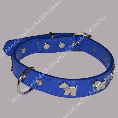Fido Dog Collar with Puppy Shaped Studs - Blue (41cm) For Medium Dog