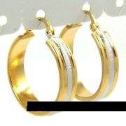 18K YELLOW WHITE GOLD GP HOOP EARRING