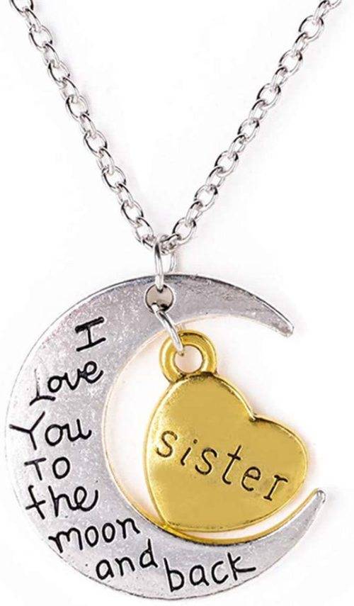I Love You to The Moon and Back Pendants Necklace Family Best Gifts, Sister