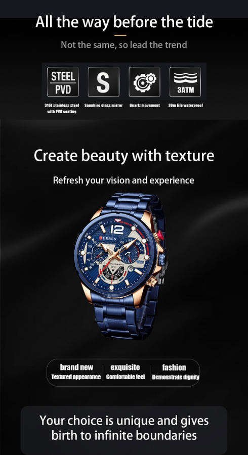 CURREN 8395 SIX PIN BAND MEN`S WATCH