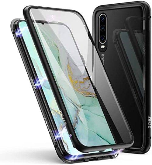 360° Magnetic Metal Case Front+Back Glass Cover Huawei P20/P20 Pro/PSmart 2019/PSmart 2018