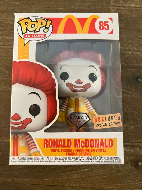 RONALD MCDONALD!!MACDONALDS!!FUNKO POP!! BOXLUNCH EXCLUSIVE!!DIAMOND COLLECTION!!