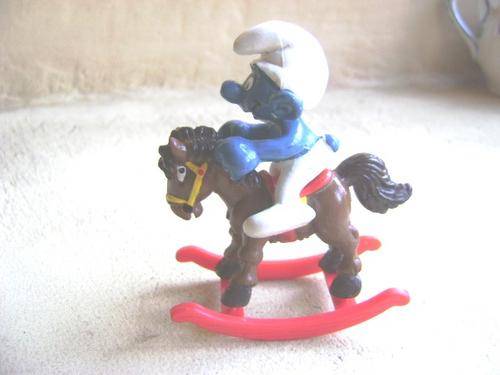 VINTAGE 1981 PEYO SCHLEIGH ROCKING HORSE SUPER SMURF
