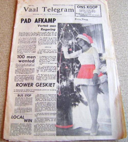 1962 VAAL TELEGRAM NEWSPAPER SEE PHOTOS BELOW FOR COVERAGE.