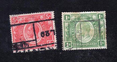 RARE KENYA AND UGANDA EDWARD 1/- AND 5/- STAMPS