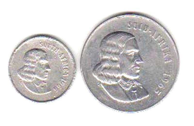 1965 REPUBLIC OF SOUTH AFRICA AFR 50 C AND 1966 1 C PLATED