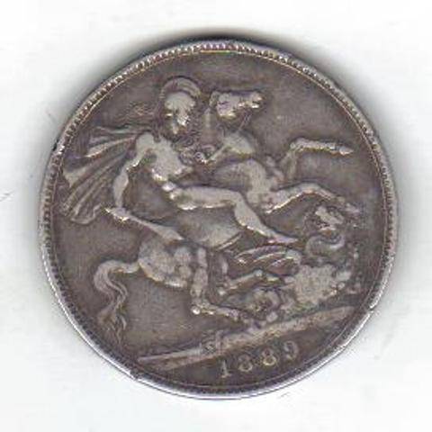 1889 BRITISH QUEEN VICTORIA SILVER CROWN