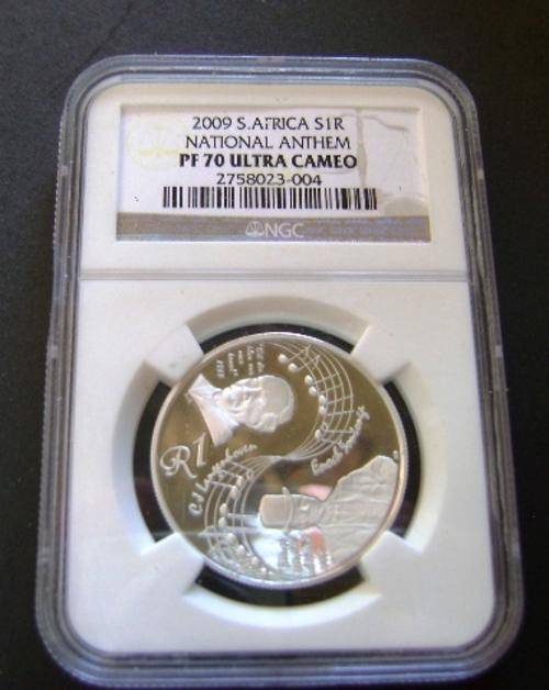 2009 SA R 1 SILVER NATIONAL ANTHEM PF 70 ULTRA CAMEO NGC