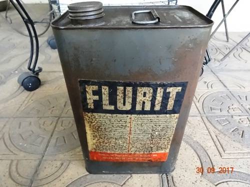 OLD FLURIT OIL TIN BY MOBIL OIL COMPANY HALF FULL