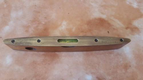 VINTAGE RABONE WOOD AND BRASS SPIRIT LEVEL INTACT
