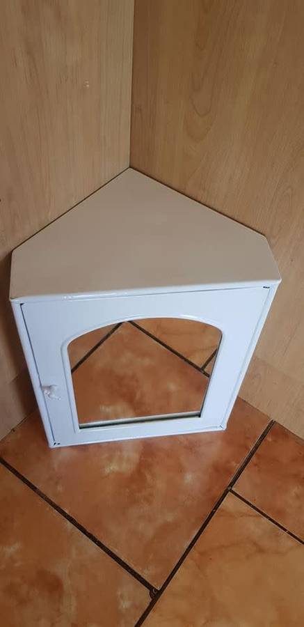 SCARCE METAL BATHROOM CORNER CABINET 285 X 210 X 385 MM