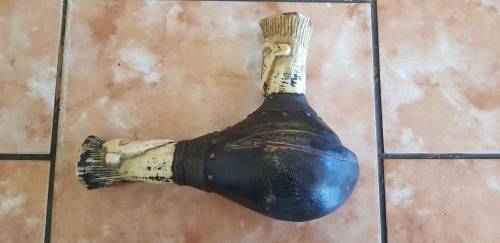 ANTIQUE LARGE CALABASH AND BONE SMOKING PIPE.