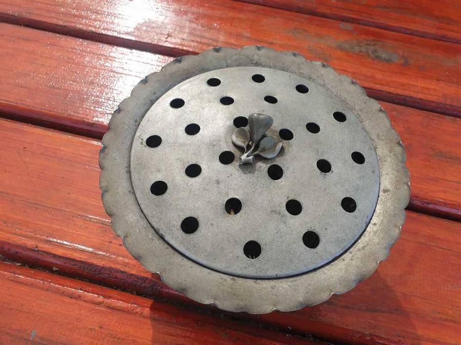 RARE ITALIAN PEWTER FOOTED FLOWER BOWL WITH LID