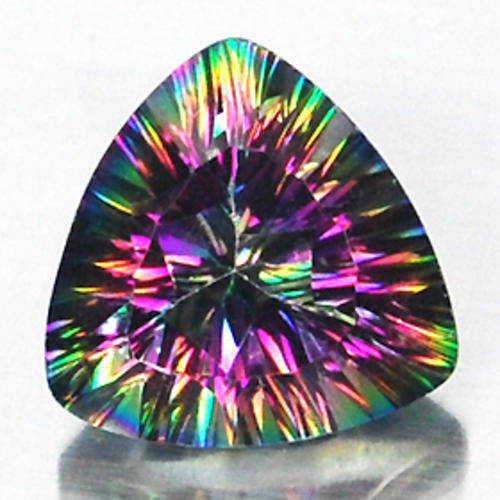 5.52ct TRILLION CONCAVE CUT MYSTIC GREEN QUARTZ GEM