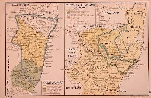 Maps: Natal 1824-75 & N. Natal & Zululand 1845-1910