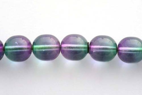 Czech glass beads, green/purple, 10mm, 5pcs