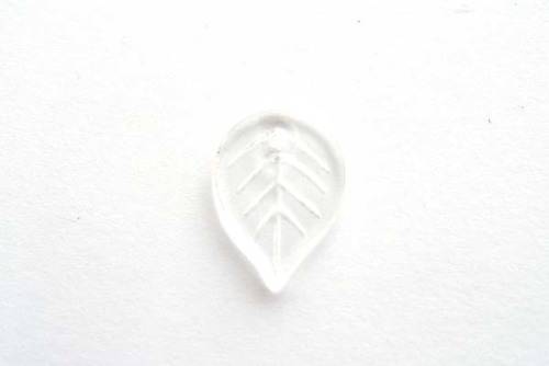 Glass leaf beads, clear, 18x12mm, 10pcs