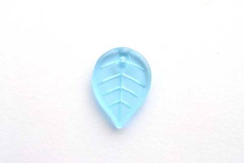 Glass leaf beads, blue, 18x12mm, 10pcs