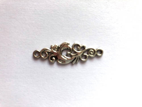 Connector, flower, antique silver, 36x12mm, 1pcs
