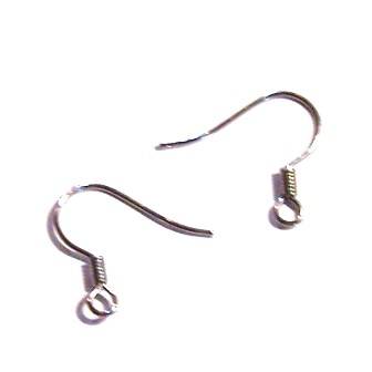 Earring wire, nickel, 10pcs