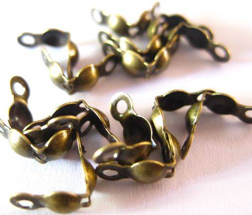 Calottes, bronze, 2 loop, 20pcs