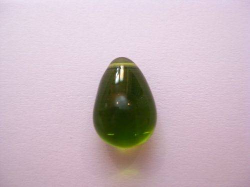 ~SALE~Green glass briolette bead, 17x11mm, 1pc